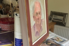 Painted gesso edge detail -Portrait sketch by Bob Brown NEAC