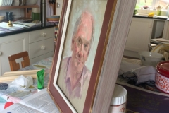 Painted gesso edge detail - Portrait sketch by Bob Brown NEAC