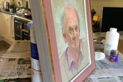 Painted gesso edge detail - Portrait sketch by Bob Brown NEAC