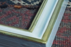 Yellow gold with painted gesso, corner detail -