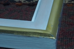Platin gold with painted gesso, corner detail -